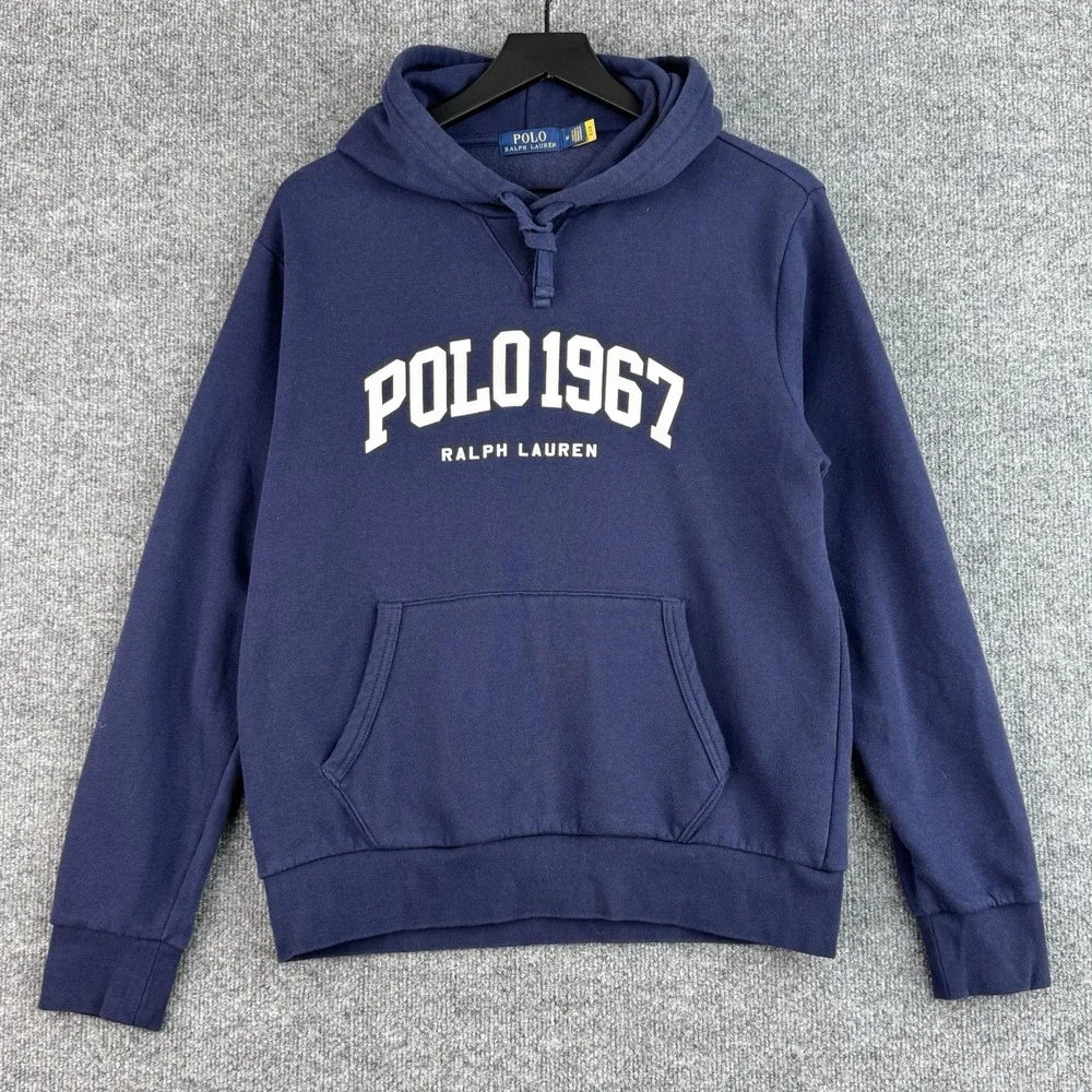 Polo Ralph Lauren 1967 Hoodie Mens M Navy Pullover Casual Sweatshirt Logo Fleece